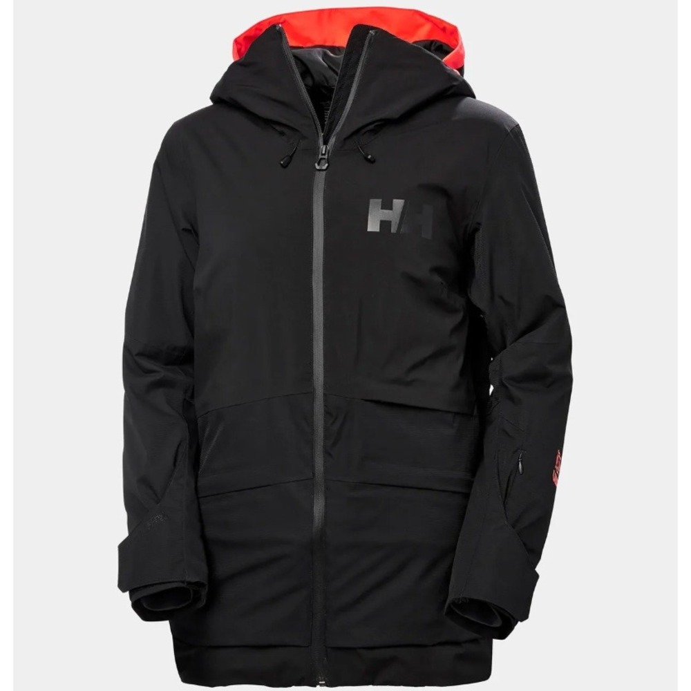 Helly Hansen Whitewall Lifaloft Ski Jacket Women Black Orange Hooded Insulated